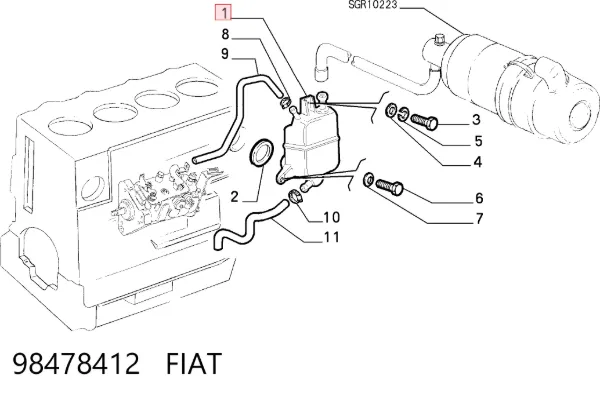 Клапан вентиляции картерных газов 98478412 Fiat/Alfa/Lancia