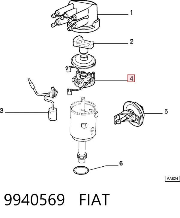 Контактная группа распределителя зажигания 9940569 Fiat/Alfa/Lancia