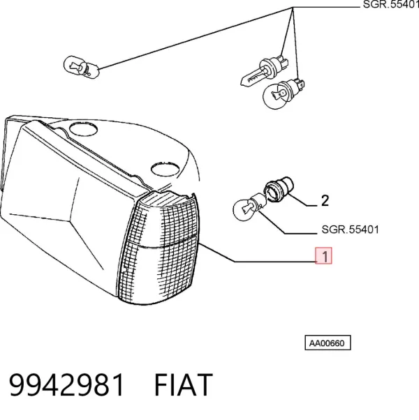 Поворотник левый 9942981 Fiat/Alfa/Lancia