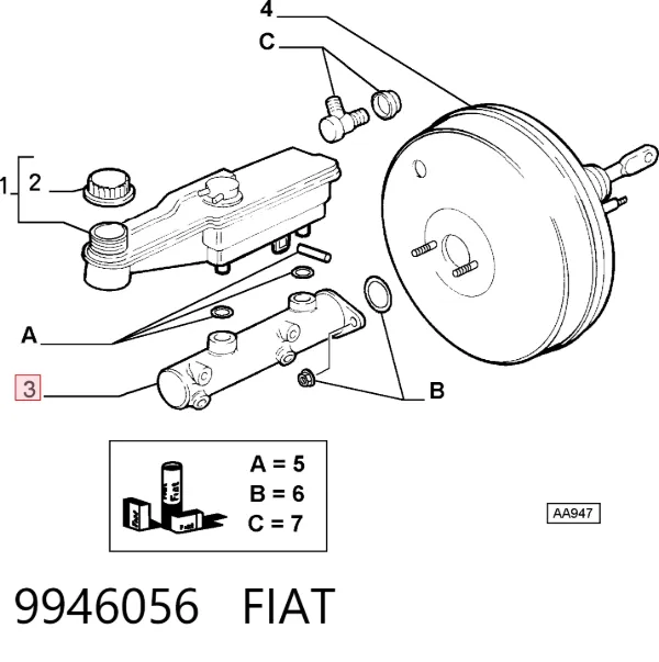 Главный тормозной цилиндр 9946056 Fiat/Alfa/Lancia