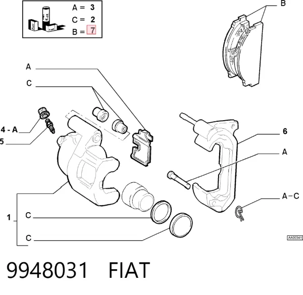 Передние тормозные колодки 9948031 Fiat/Alfa/Lancia