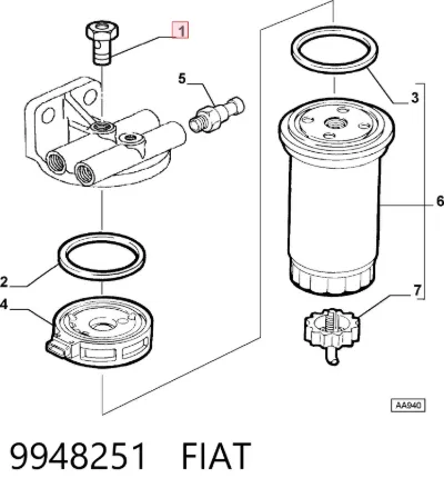 Топливный перепускной клапан (болт банджо) FIAT 9948251