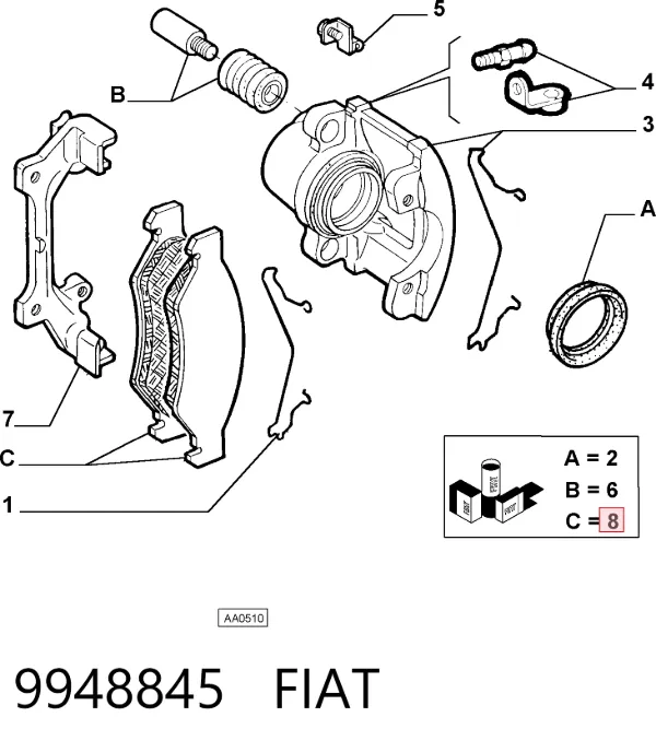Передние тормозные колодки 9948845 Fiat/Alfa/Lancia