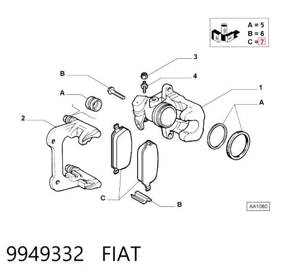 Задние тормозные колодки 9949332 Fiat/Alfa/Lancia