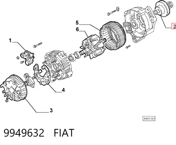 Шкив генератора 9949632 Fiat/Alfa/Lancia