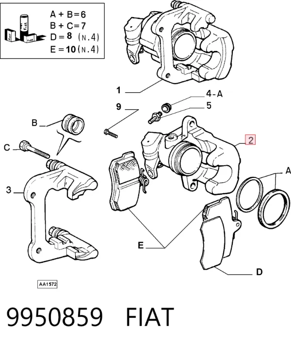 Суппорт задний левый 9950859 Fiat/Alfa/Lancia
