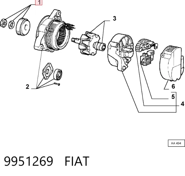 Шкив генератора 9951269 Fiat/Alfa/Lancia