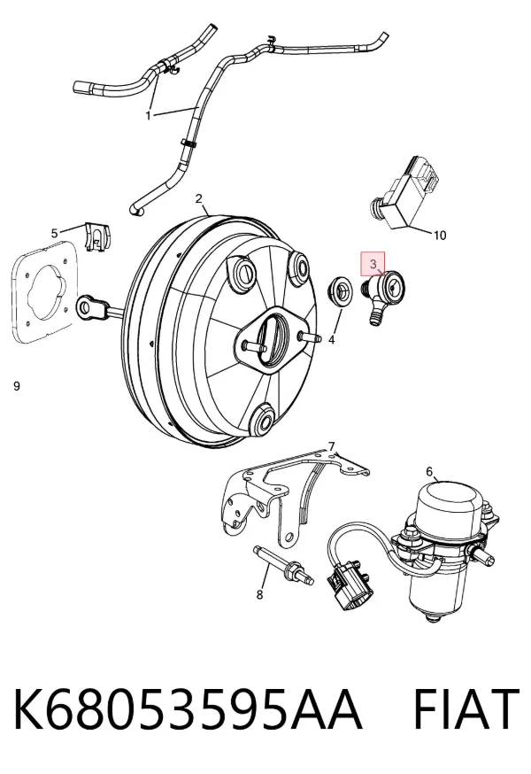 Клапан вакуумного усилителя тормозов K68053595AA Fiat/Alfa/Lancia