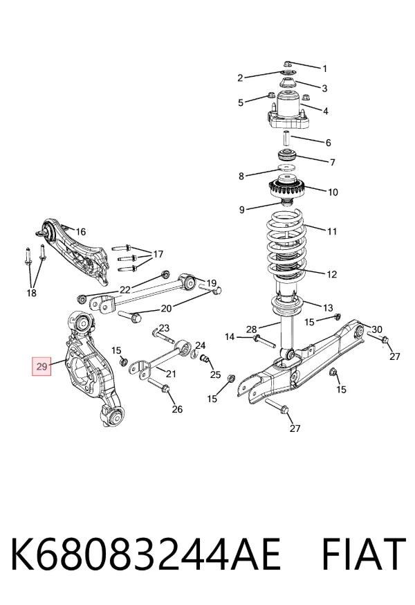 Цапфа задняя правая K68083244AE Fiat/Alfa/Lancia