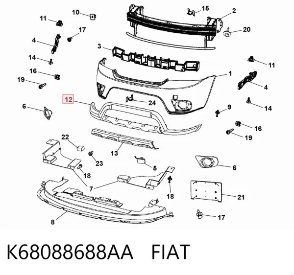 Бампер передний, нижняя часть K68088688AA Fiat/Alfa/Lancia