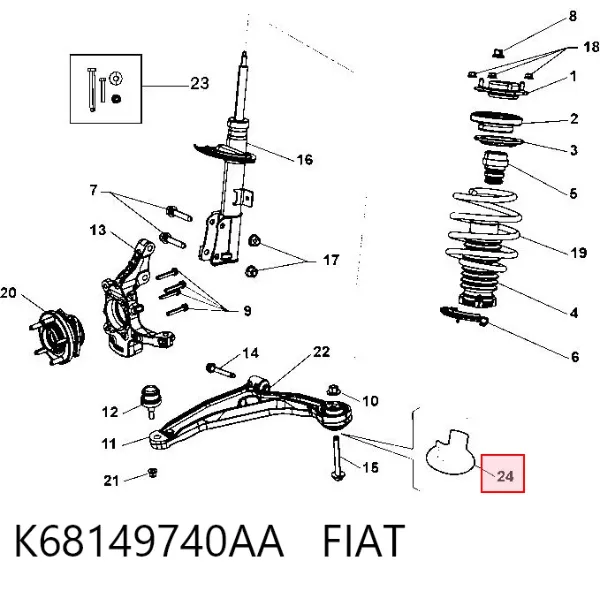 Сайлентблок переднего рычага K68149740AA Fiat/Alfa/Lancia
