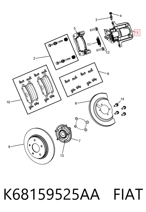 Суппорт задний левый K68159525AA Fiat/Alfa/Lancia