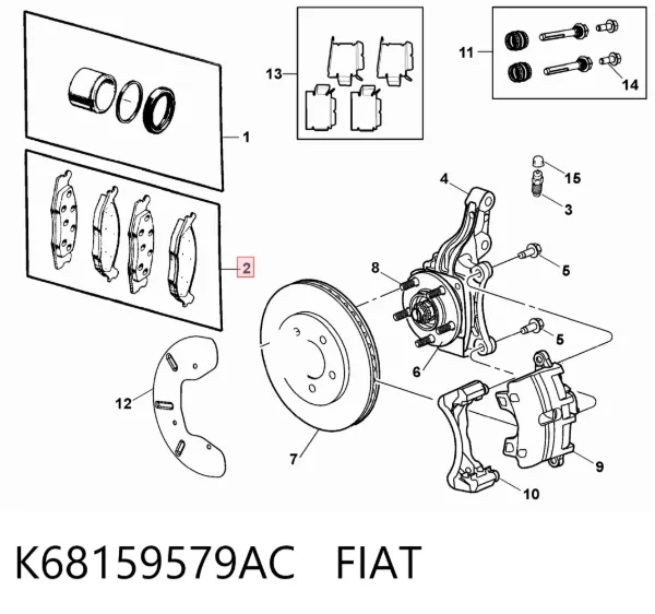Передние тормозные колодки K68159579AC Fiat/Alfa/Lancia