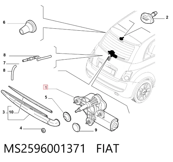 Моторчик заднего дворника MS2596001371 Fiat/Alfa/Lancia