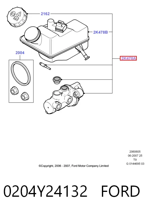 Главный тормозной цилиндр 0204Y24132 Ford