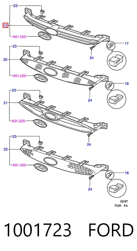 Решетка радиатора 1001723 Ford