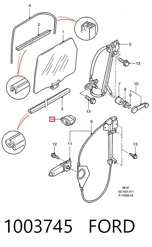 Кнопка стеклоподъемника передняя 1003745 Ford