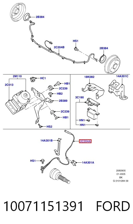 Датчик АБС передний 10071151391 Ford
