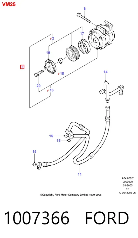 Компрессор кондиционера 1007366 Ford