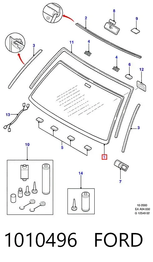 Лобовое стекло 1010496 Ford