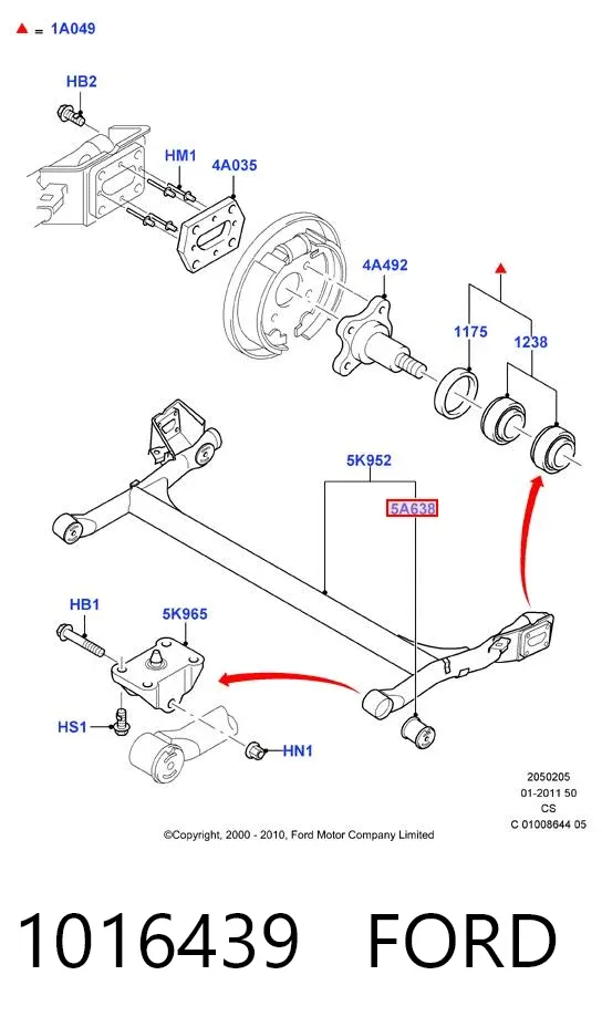 Сайлентблок задней балки 1016439 Ford