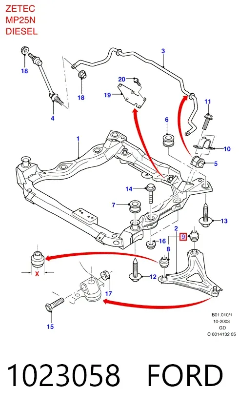 Сайлентблок переднего рычага 1023058 Ford