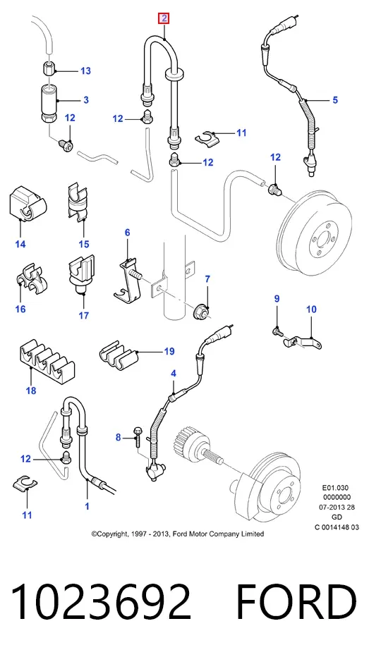 Задний тормозной шланг 1023692 Ford