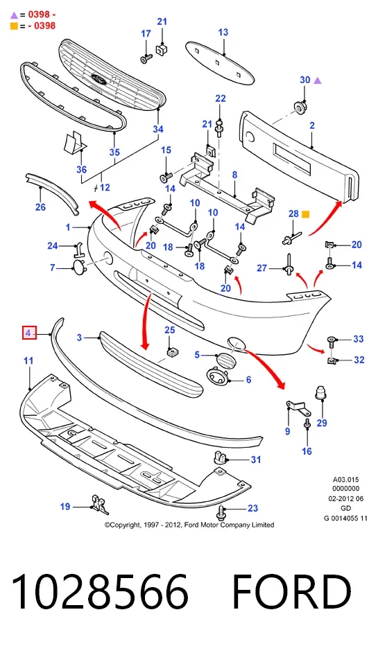 Спойлер переднего бампера 1028566 Ford
