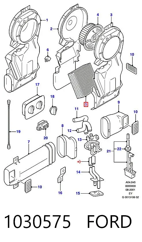 Радиатор печки (отопителя) задний 1030575 Ford