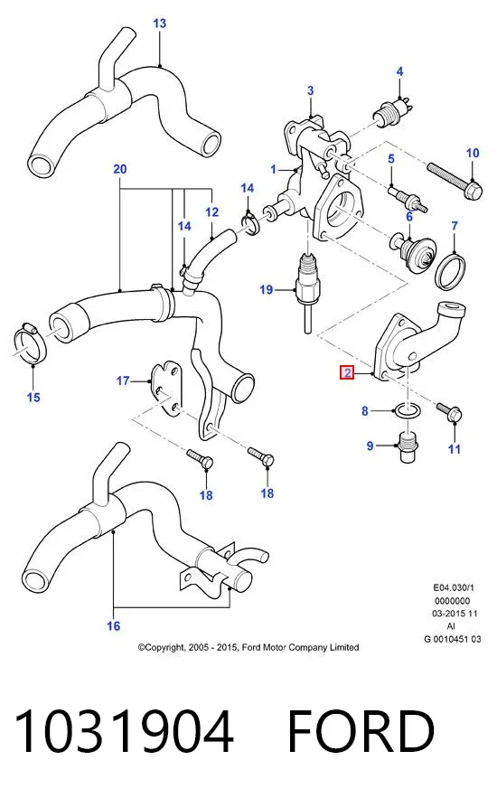 Патрубок системы охлаждения 1031904 Ford
