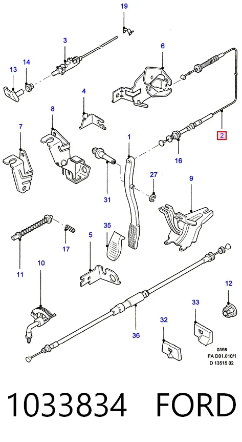 Трос газа 1033834 Ford