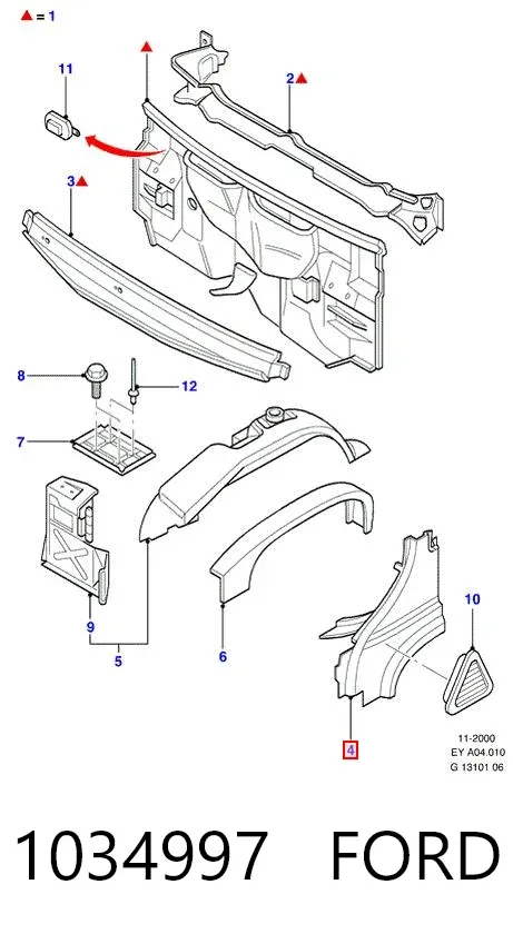 Крыло переднее левое 1034997 Ford