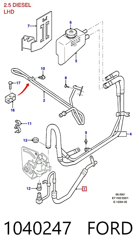 Шланг ГУР высокого давления 1040247 Ford