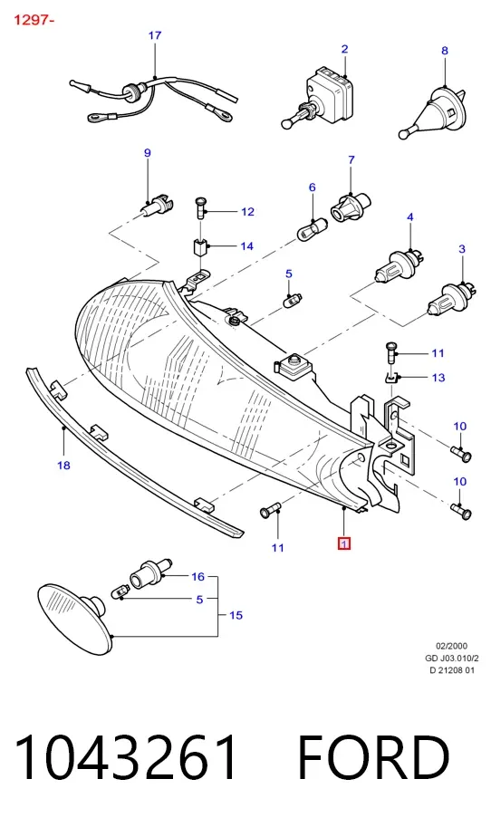 Правая фара 1043261 Ford