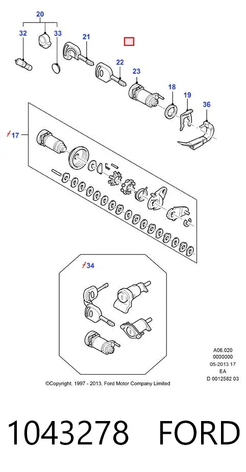 Замок передней правой двери 1043278 Ford