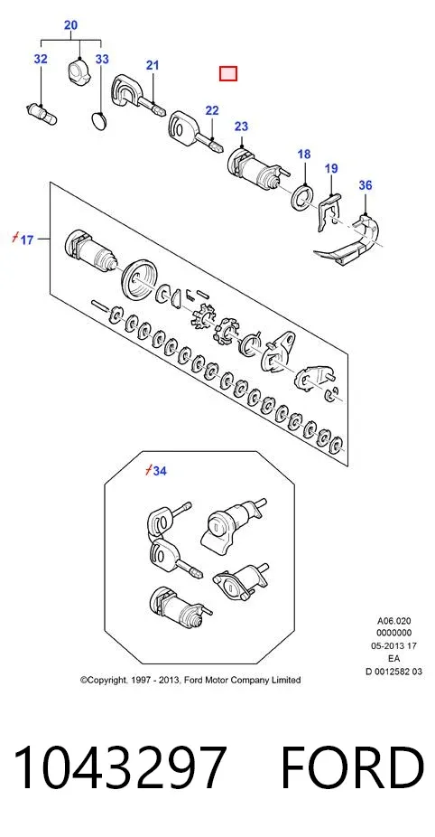 Замок водительской двери 1043297 Ford