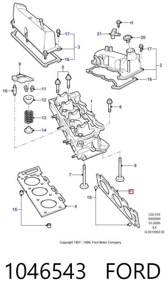 Правая прокладка ГБЦ 1046543 Ford
