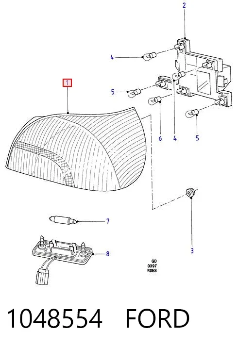 Фонарь задний левый 1048554 Ford