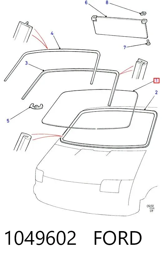 Лобовое стекло 1049602 Ford