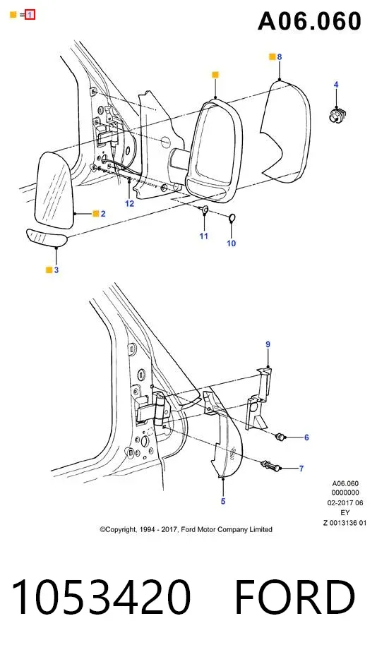 Левое боковое зеркало 1053420 Ford