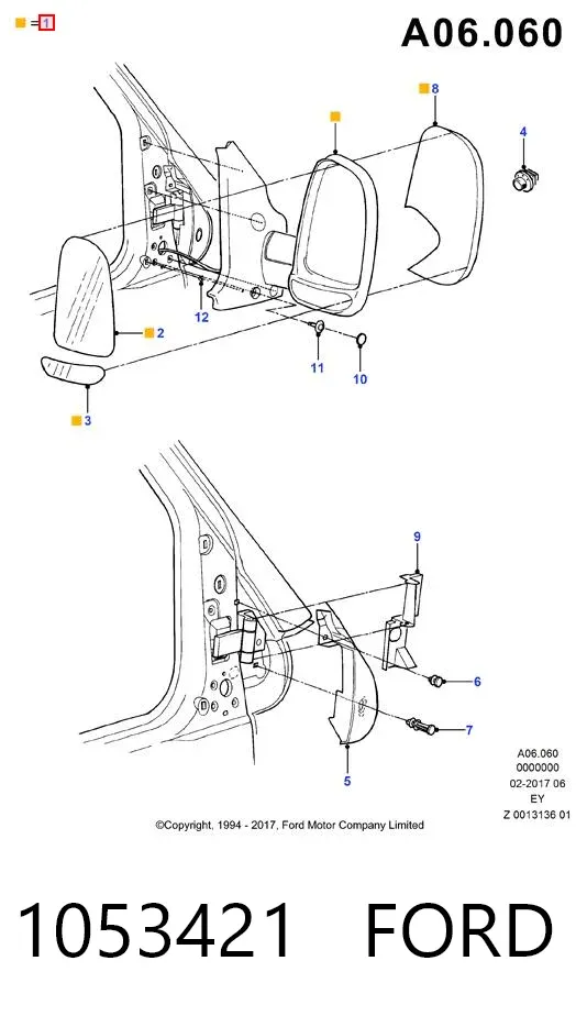 Левое боковое зеркало 1053421 Ford