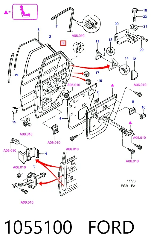 Дверь задняя левая Ford Escort VII