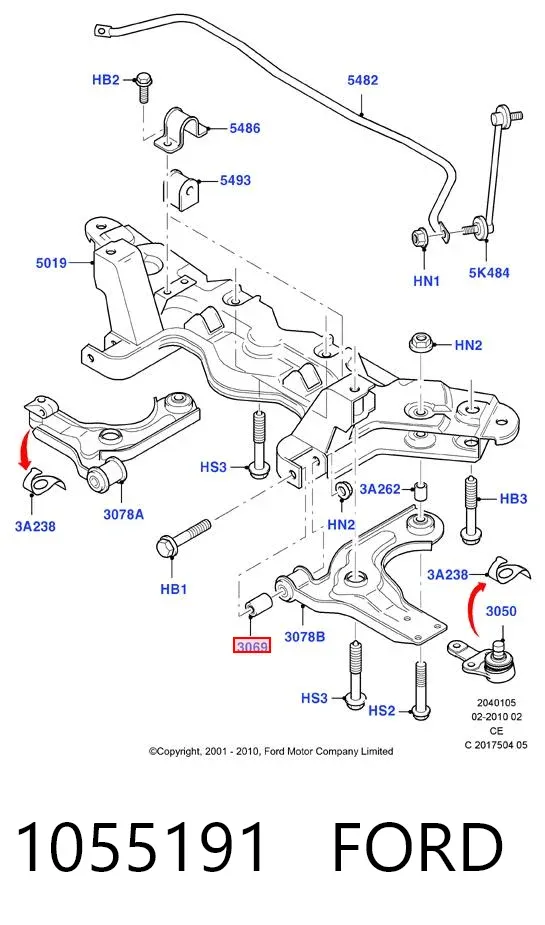 Сайлентблок переднего рычага 1055191 Ford