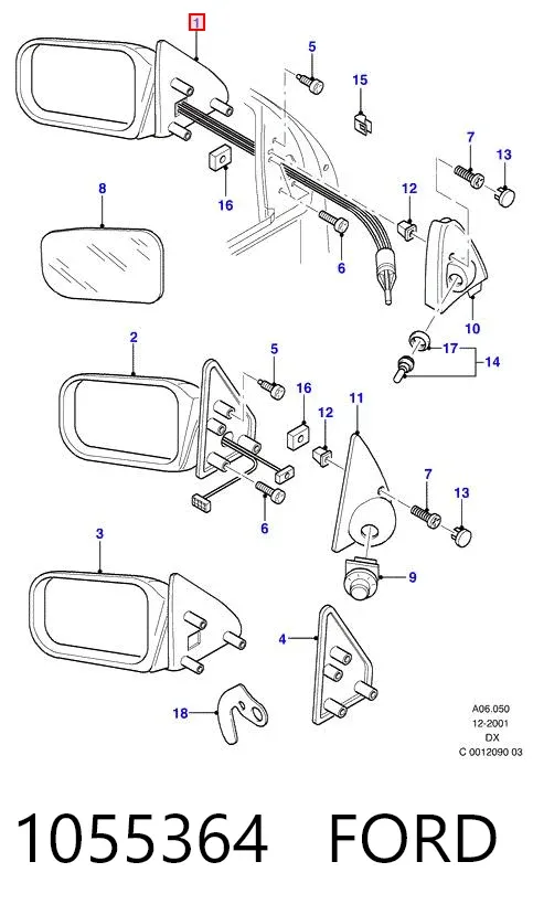 Правое зеркало 1055364 Ford