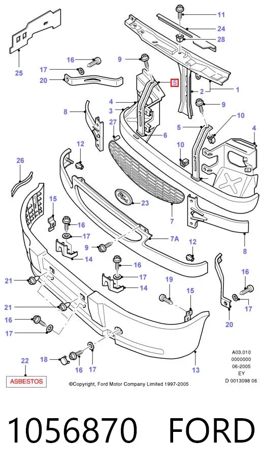 Кронштейн решетки радиатора 1056870 Ford
