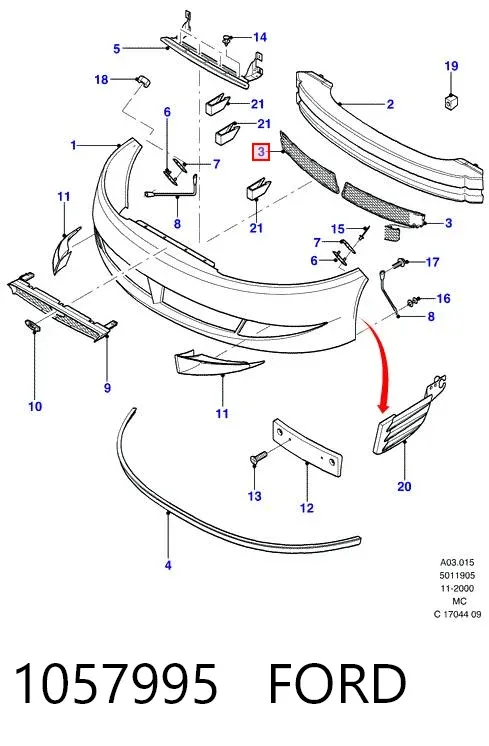 Передний бампер Ford Cougar EC
