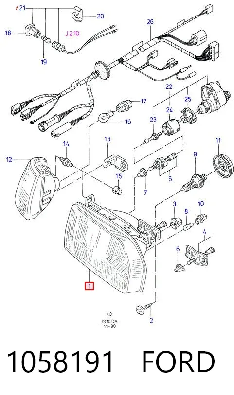 Правая фара 1058191 Ford