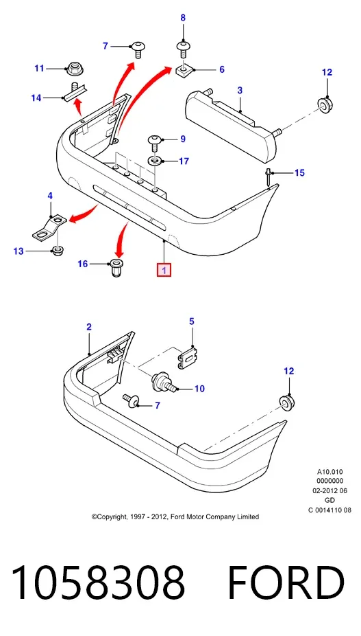 Задний бампер 1058308 Ford