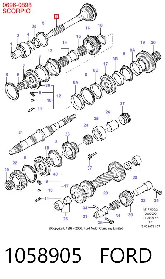 Вал коробки передач первичный 1058905 Ford