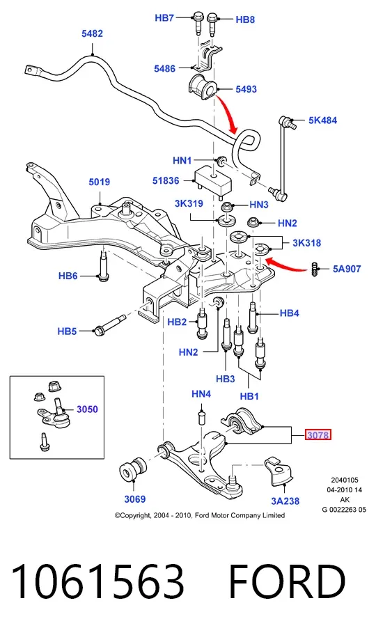 Нижний рычаг 1061563 Ford